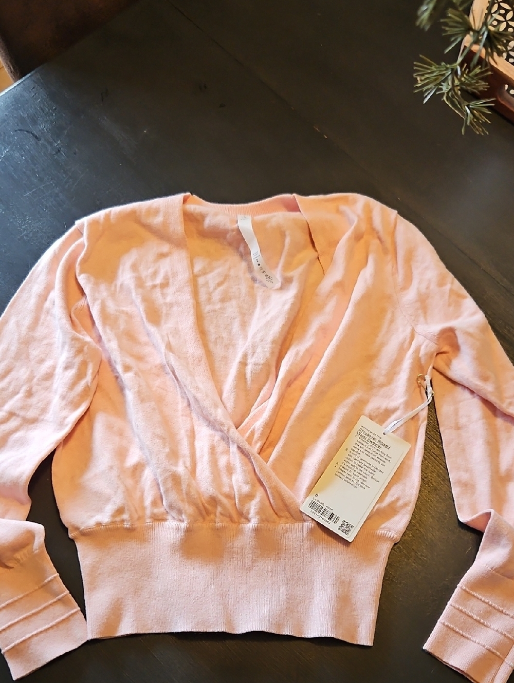 Lululemon Soft Pink Wrap-Style Knit Sweater Nwt Size 8